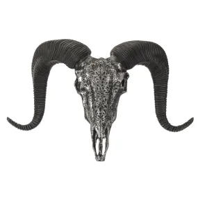 11.6" Carved Resin Cow Skull in Silver