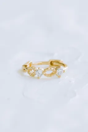 14K Solid Gold OPEN INFINITY Delicate Cz Tragus Cartilage Helix Ear  Piercing Earring Huggie Hoop Ring