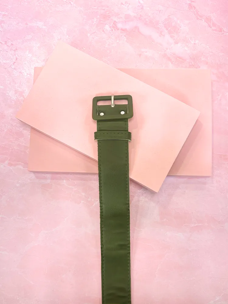 1.5" Belt in Olive Vegan Leather - Vixen by Micheline Pitt