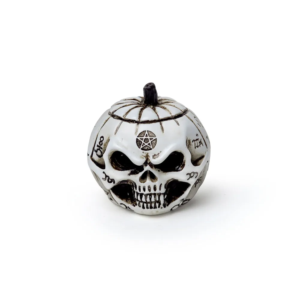 1.5" Miniature Skull Statue - Pumpkin