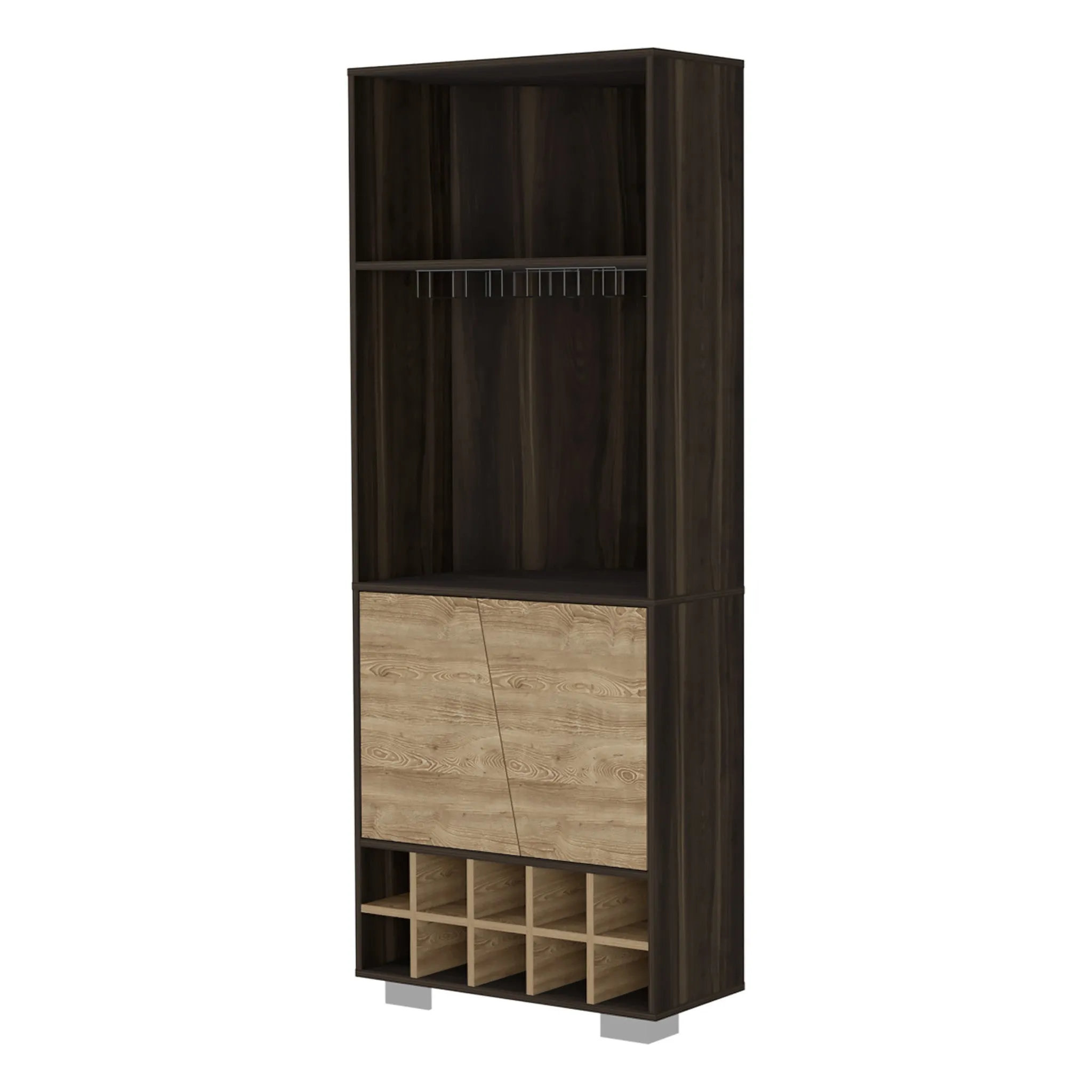 27 Dark Brown Corner Bar Cabinet With Multiple Shelves