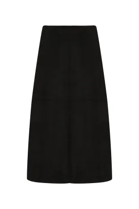 4 panel unlined Suede Look Skirt | BLACK | 4063ZR