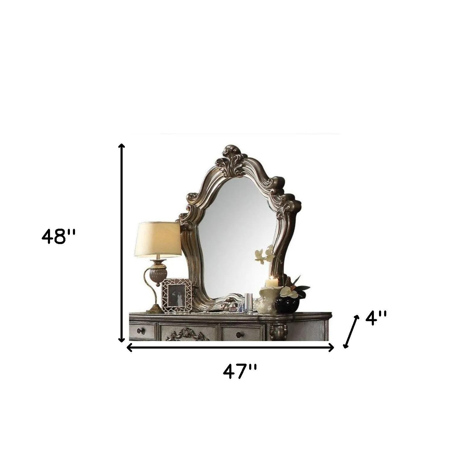 47 Antique Platinum Irregular Dresser Mirror