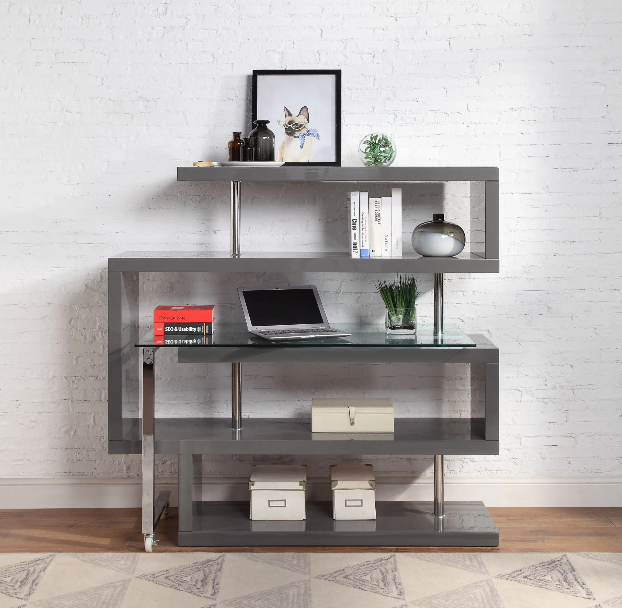 55 Gray L Shape Writing Desk