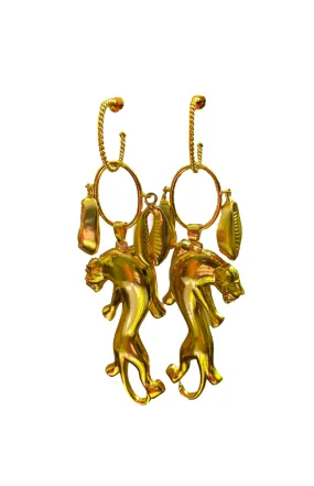 6 WEEK PREORDER - The N Cowrie Leopard  Drop Earrings