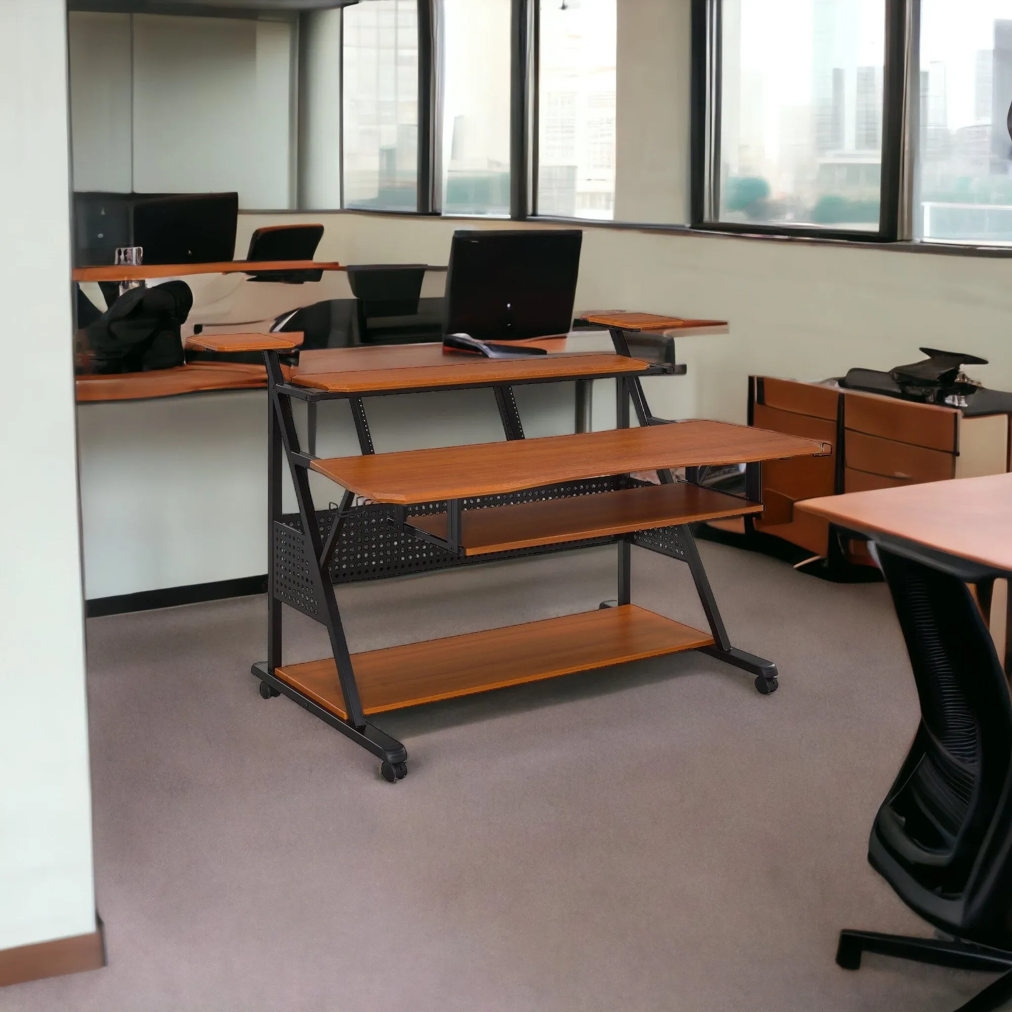 67 Brown and Black Computer Desk