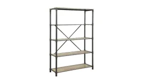 71 Antique Oak And Gray Distressed Four Tier Bookcase