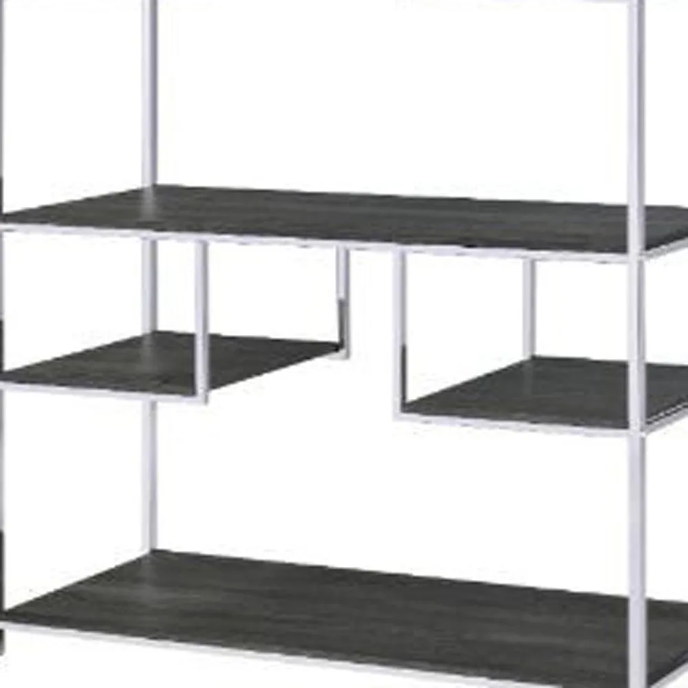 72 Gray and Silver Metal Seven Tier Geometric Bookcase