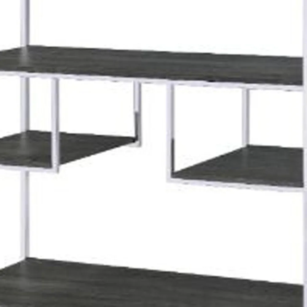 72 Gray and Silver Metal Seven Tier Geometric Bookcase