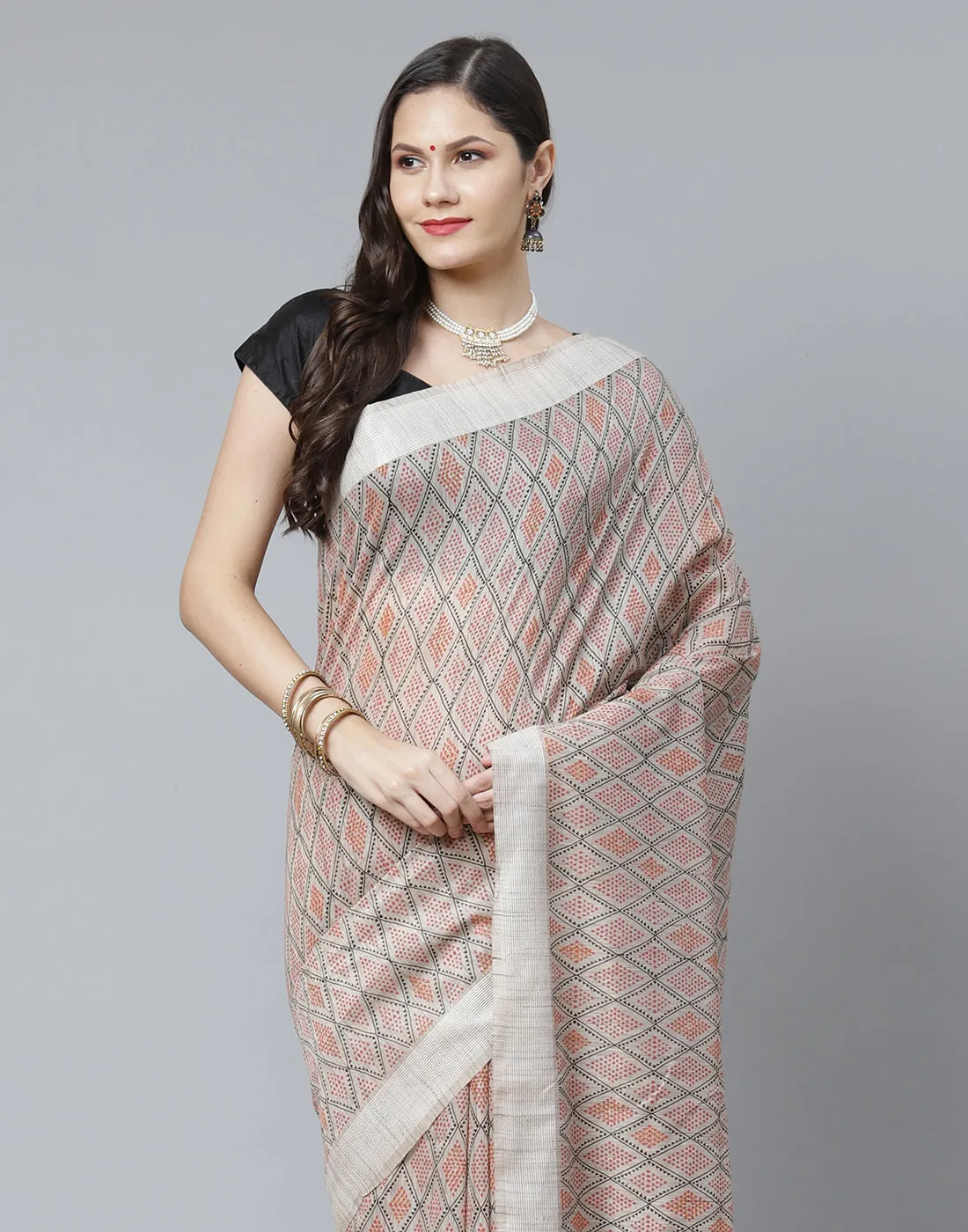 Abstract Print Subtle Cotton Saree