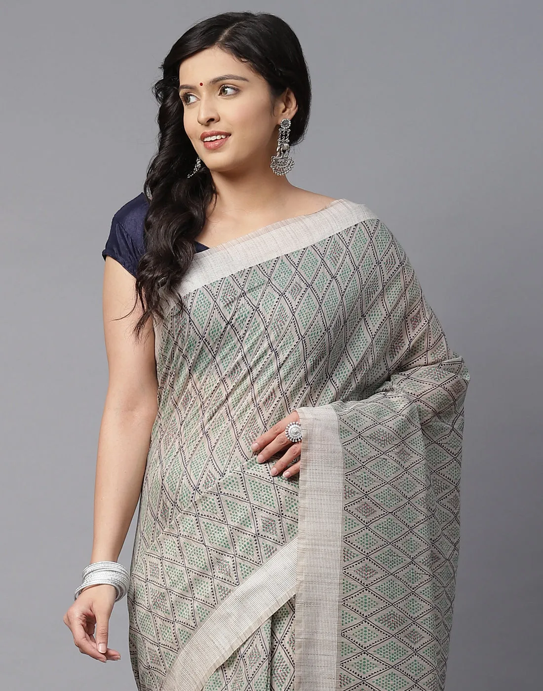 Abstract Print Subtle Cotton Saree