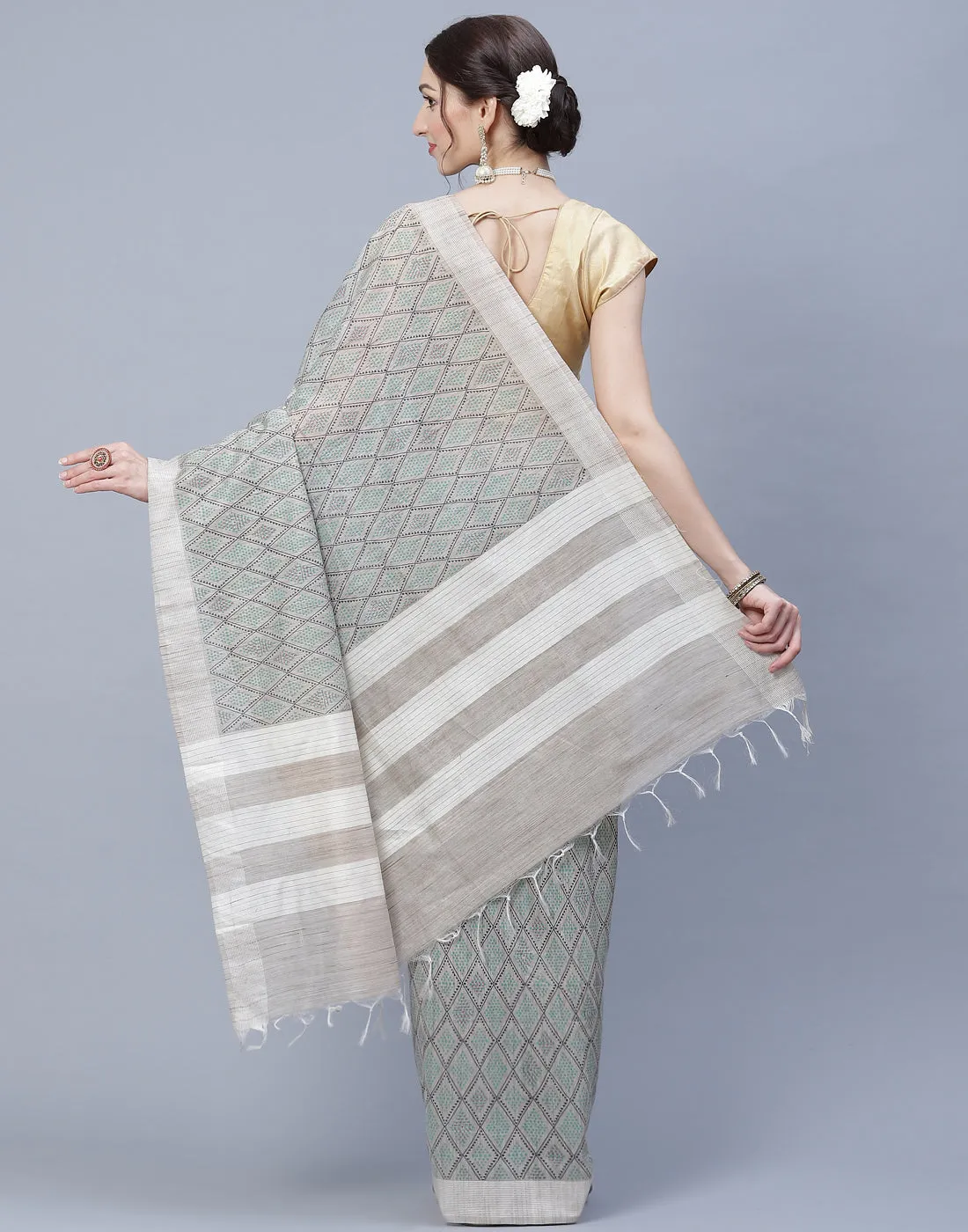 Abstract Print Subtle Cotton Saree