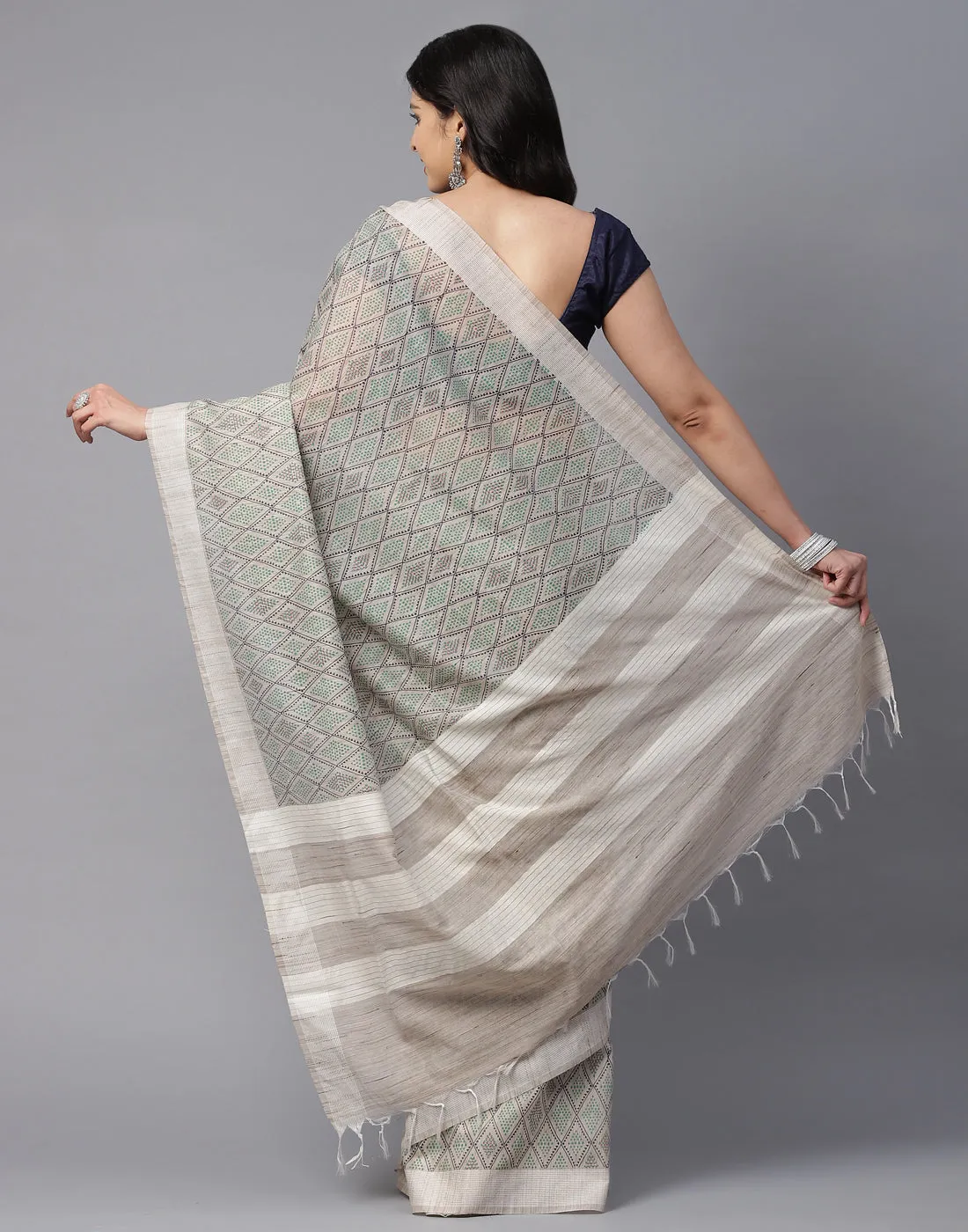 Abstract Print Subtle Cotton Saree