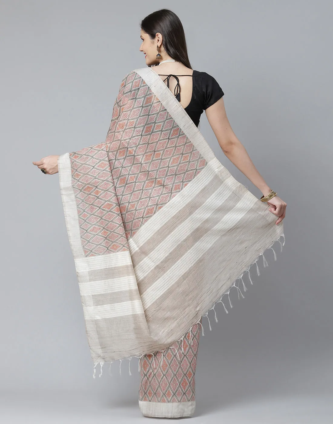 Abstract Print Subtle Cotton Saree