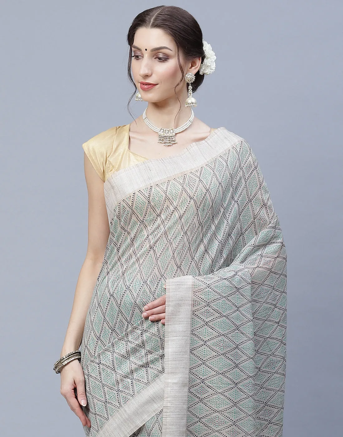 Abstract Print Subtle Cotton Saree