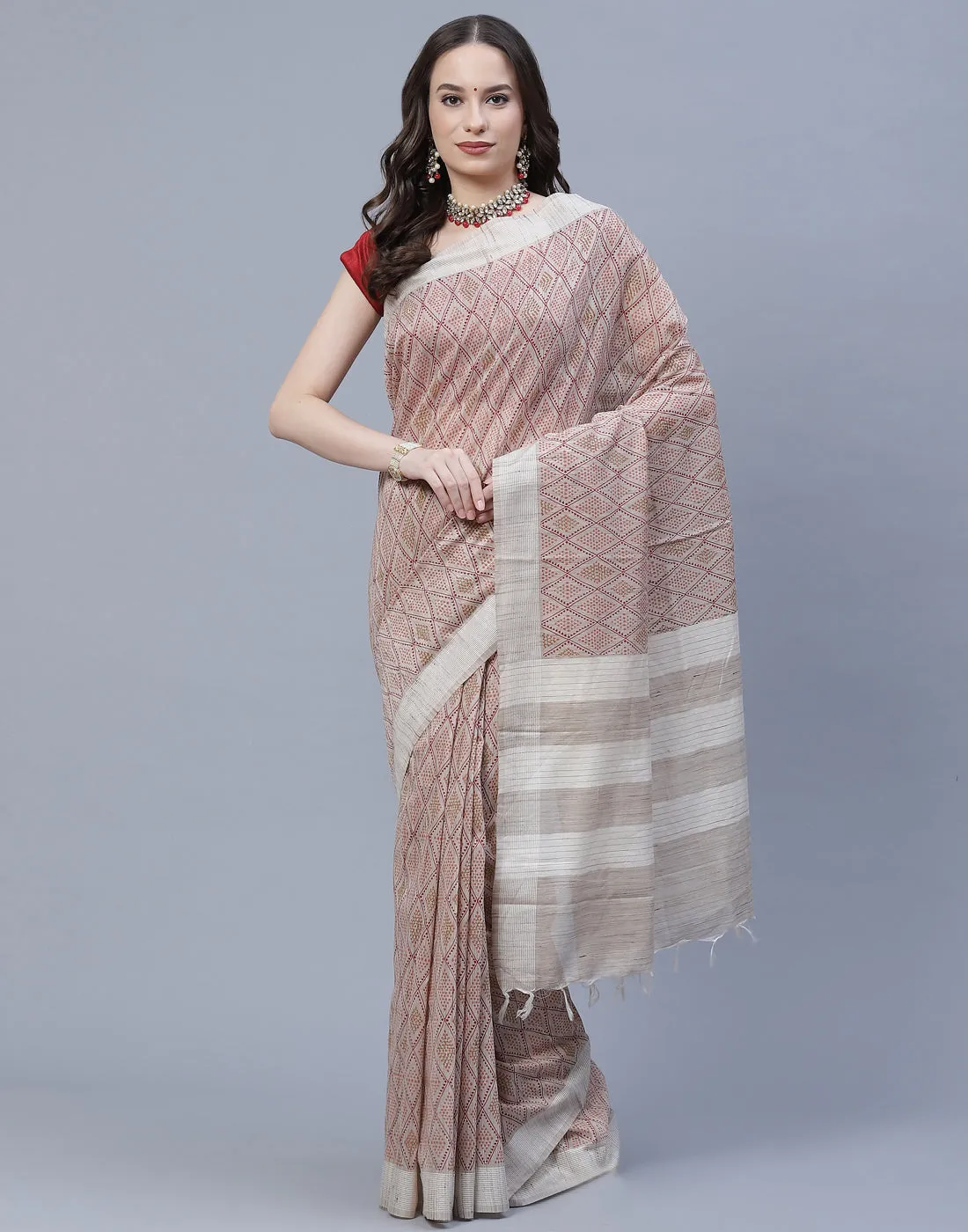 Abstract Print Subtle Cotton Saree