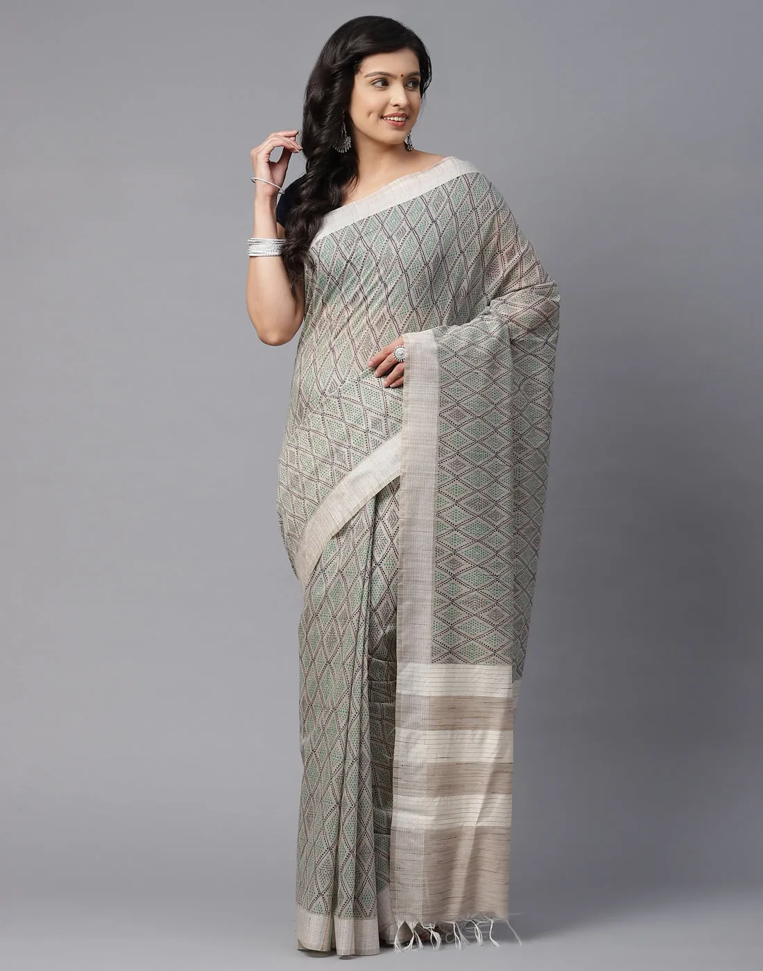 Abstract Print Subtle Cotton Saree