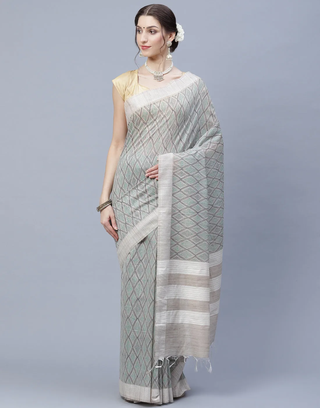 Abstract Print Subtle Cotton Saree