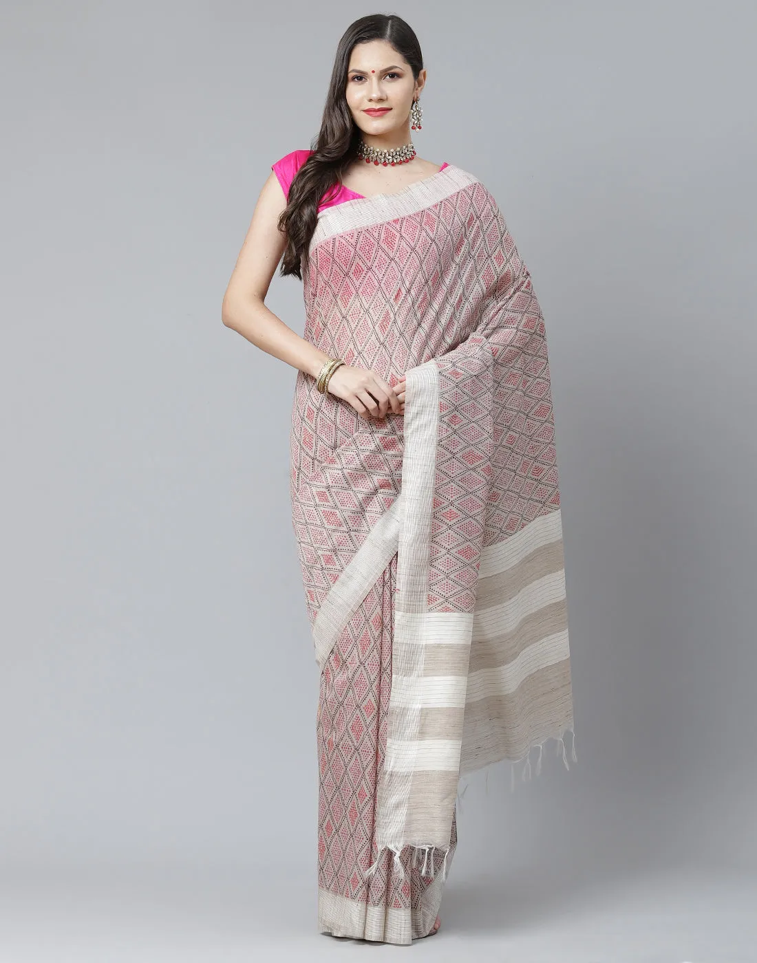 Abstract Print Subtle Cotton Saree