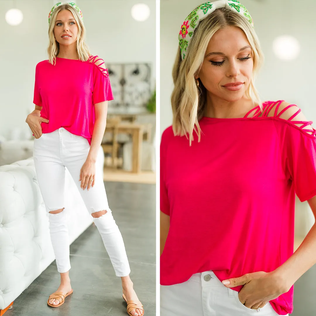 All Together Fuchsia Pink Strappy Top