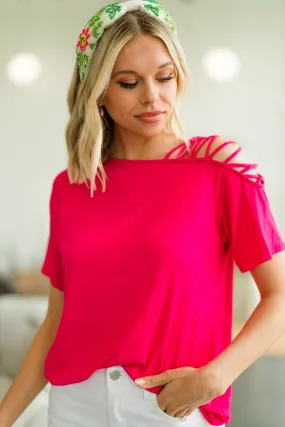 All Together Fuchsia Pink Strappy Top