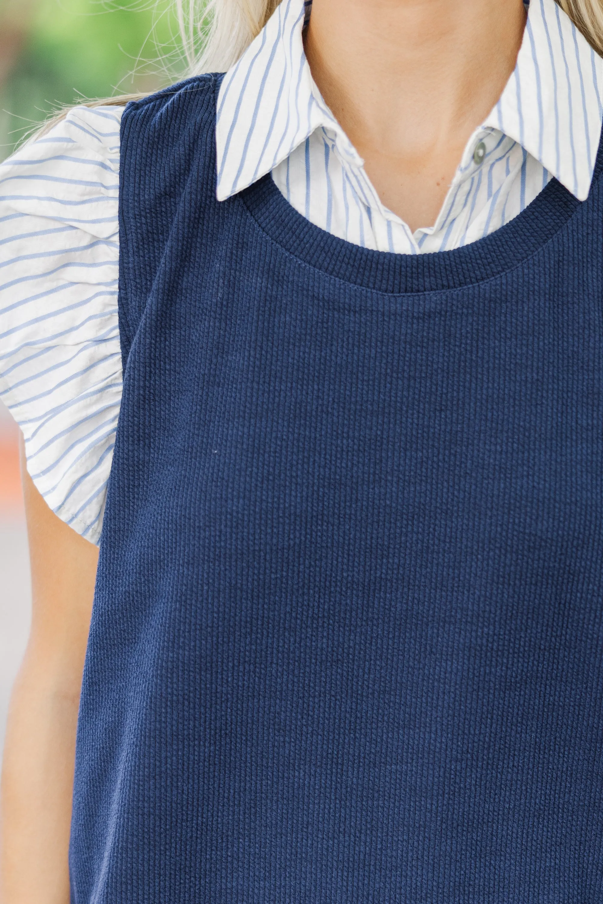 All Together Now Navy Blue Layered Blouse