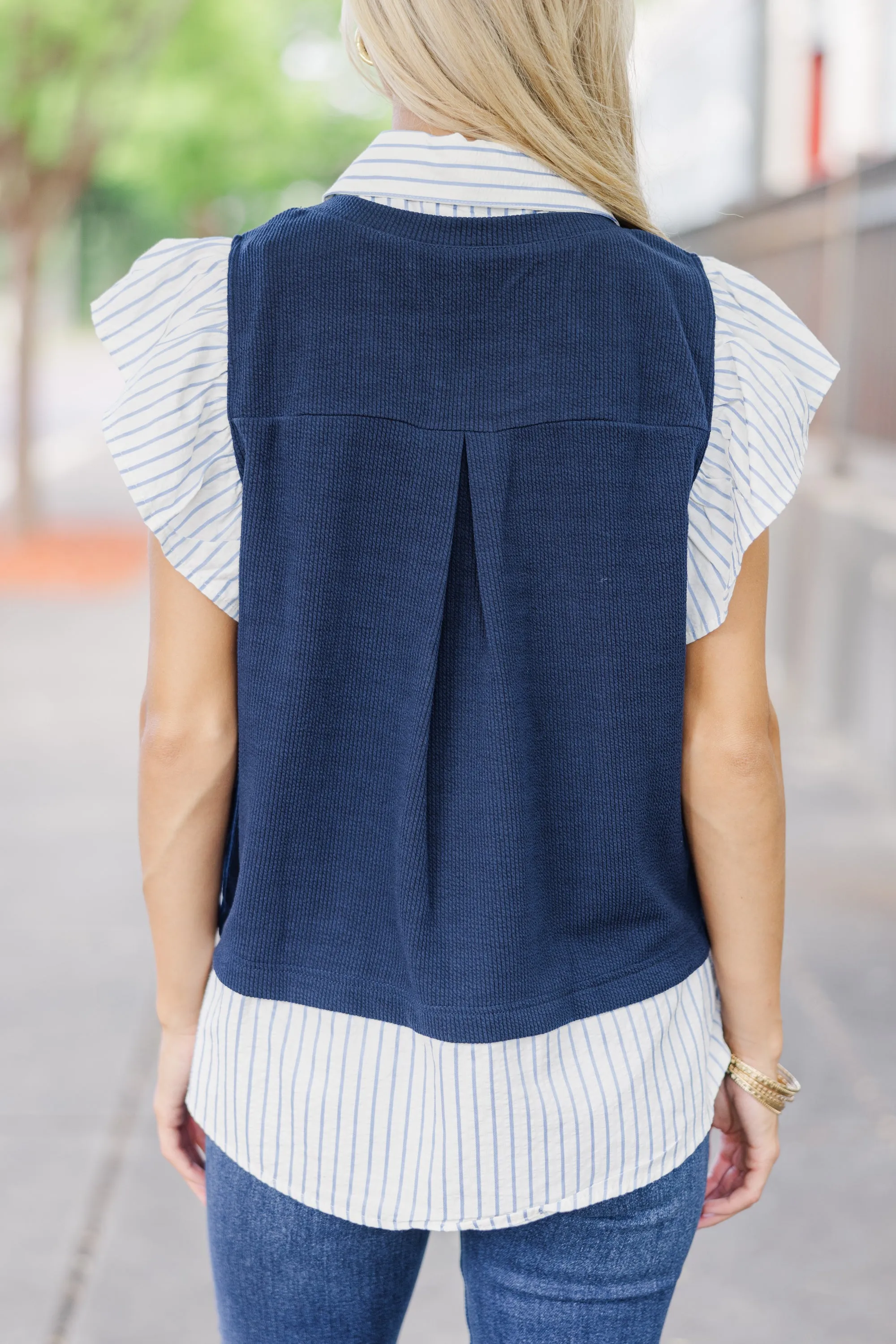 All Together Now Navy Blue Layered Blouse