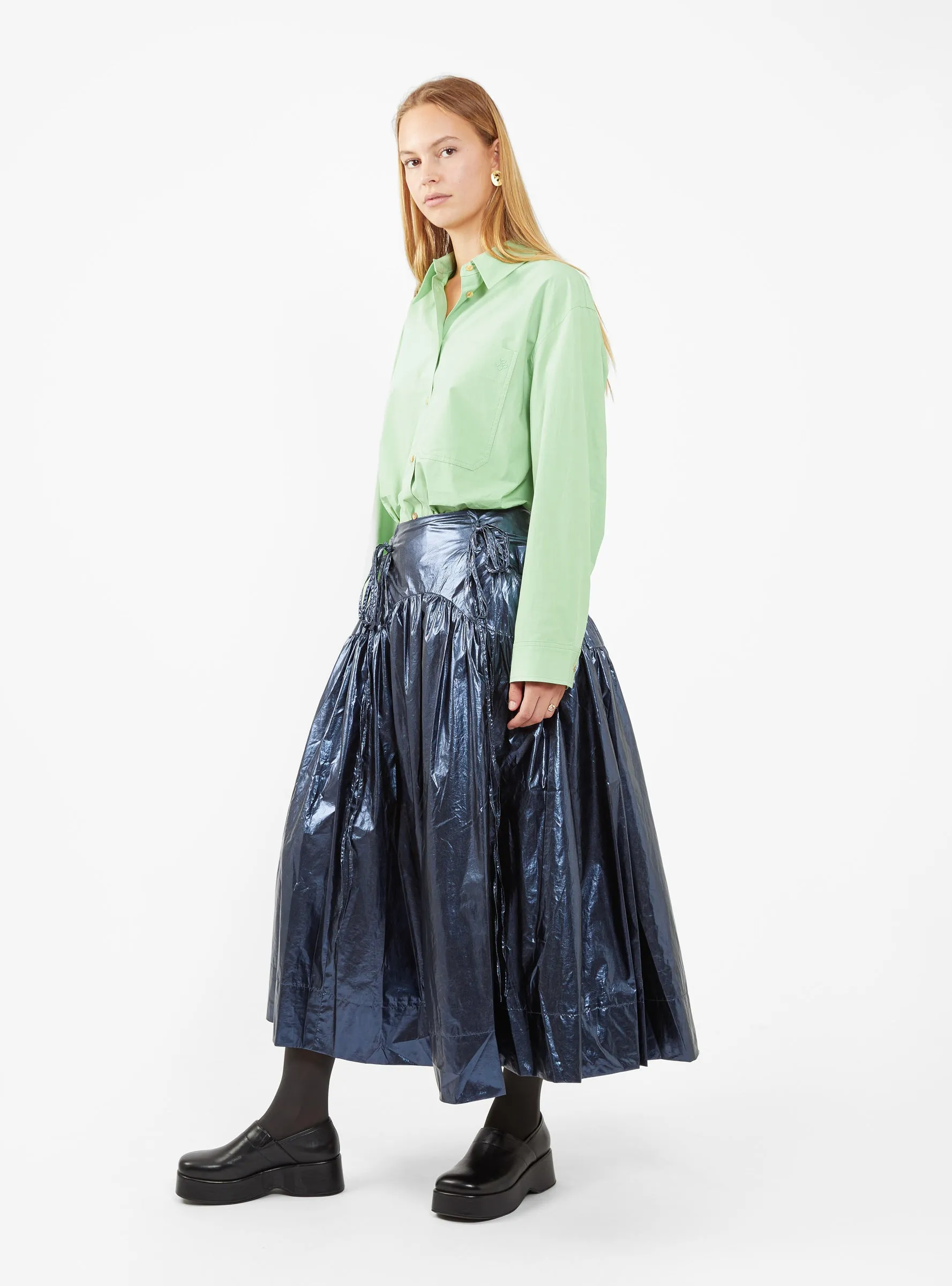 Anika Lamé Skirt Navy