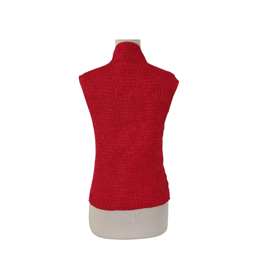 ANNEX Red Sleeveless Metalic Textured Blouse | Like New |