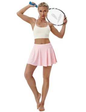 Athletic Tennis Golf Pleated Skort with Pocket Shorts lightpink