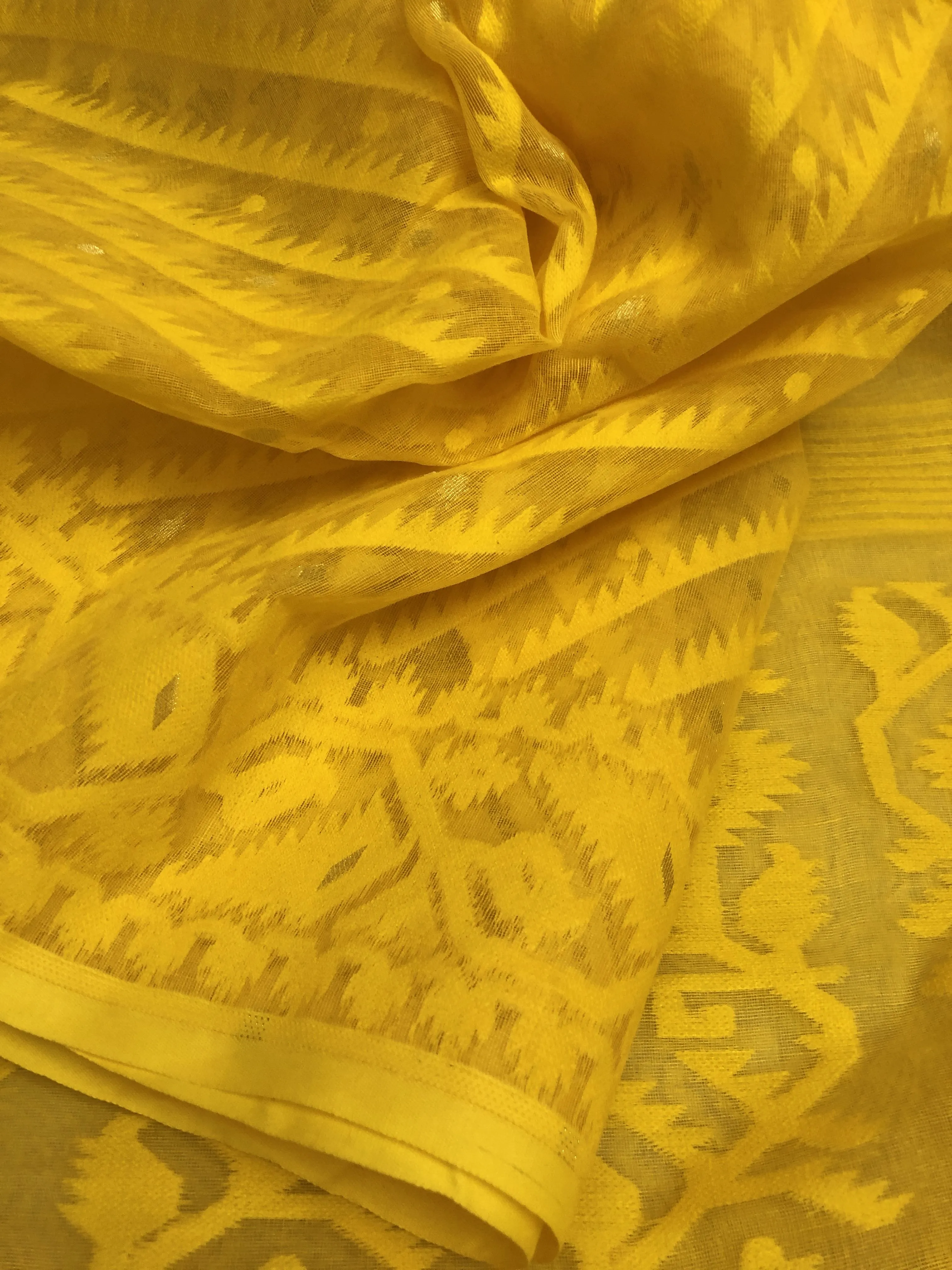 Aureola Yellow Color Jamdani Saree