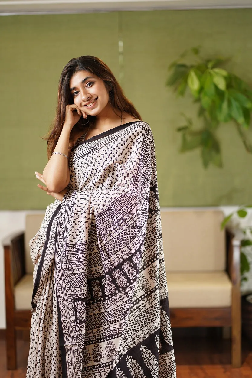 Bagh Hand Block Printed Cotton Saree