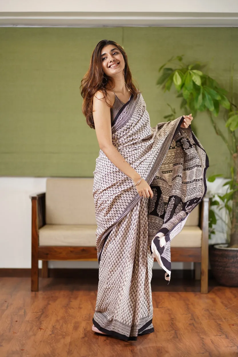 Bagh Hand Block Printed Cotton Saree