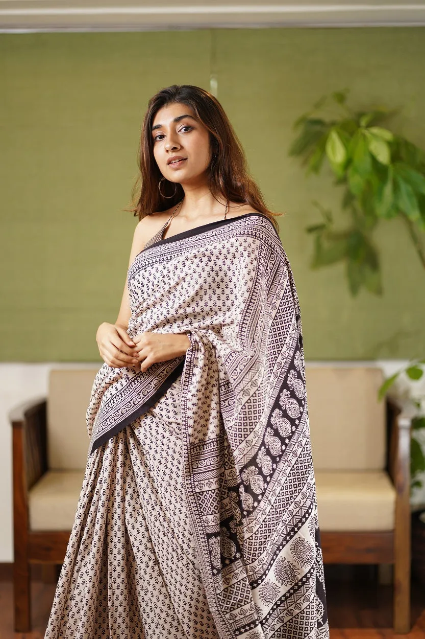 Bagh Hand Block Printed Cotton Saree