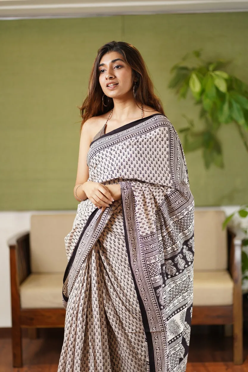 Bagh Hand Block Printed Cotton Saree