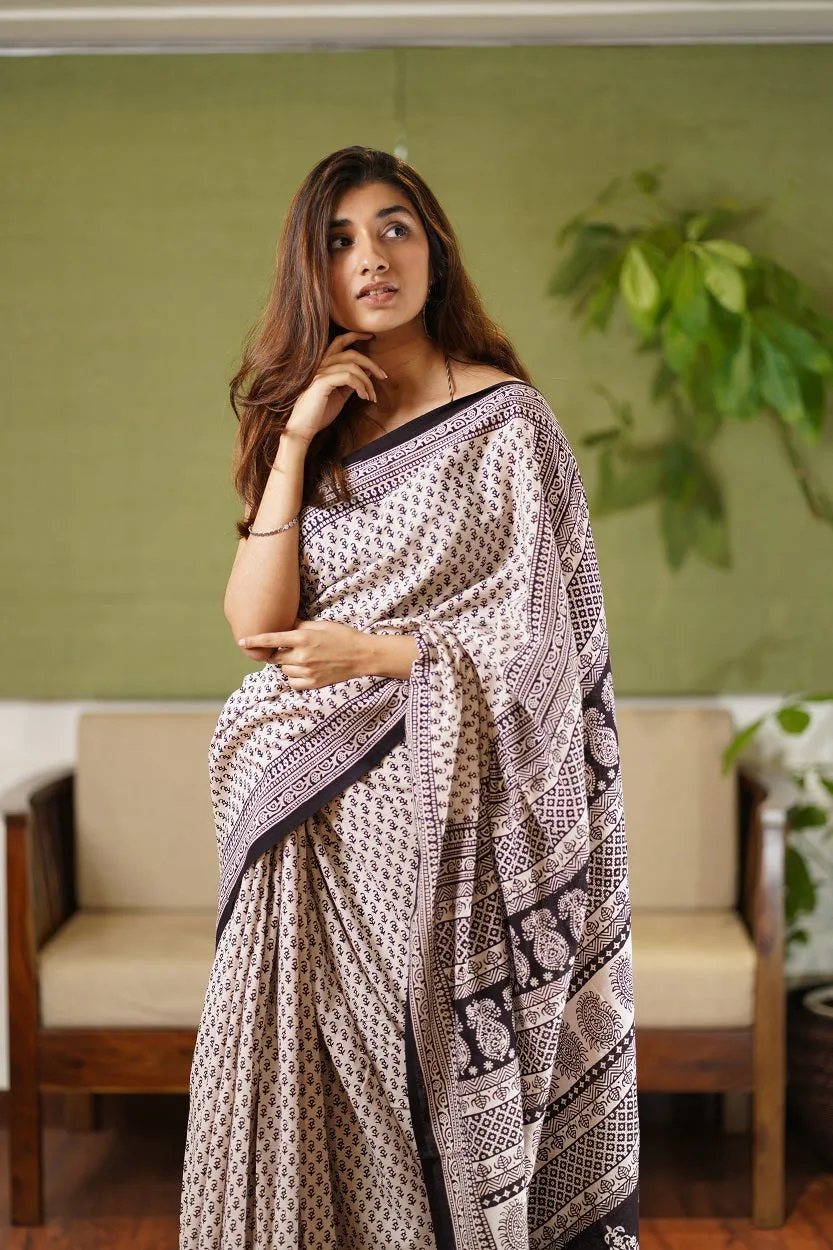 Bagh Hand Block Printed Cotton Saree