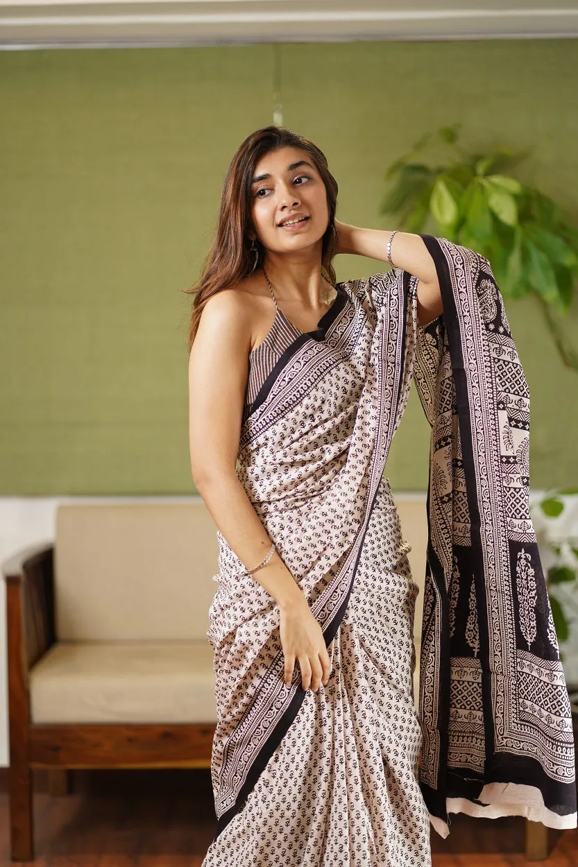 Bagh Hand Block Printed Cotton Saree