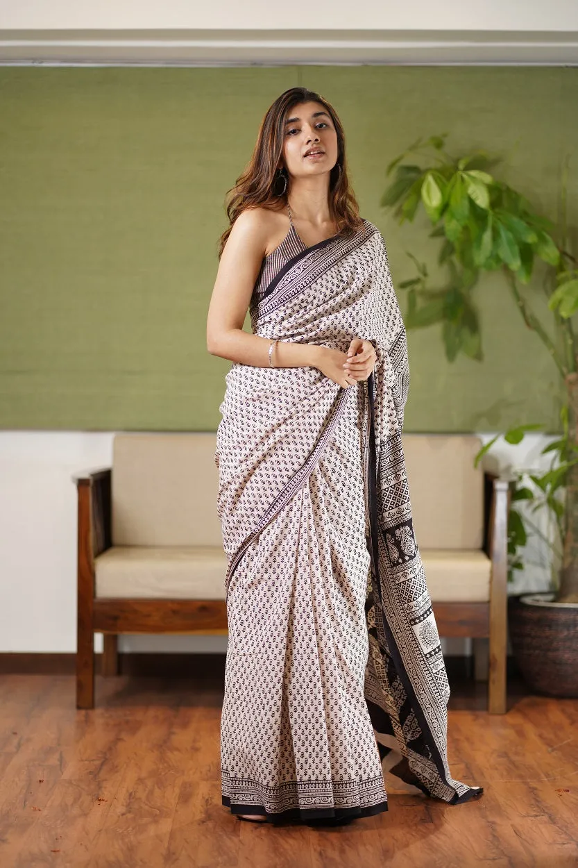 Bagh Hand Block Printed Cotton Saree