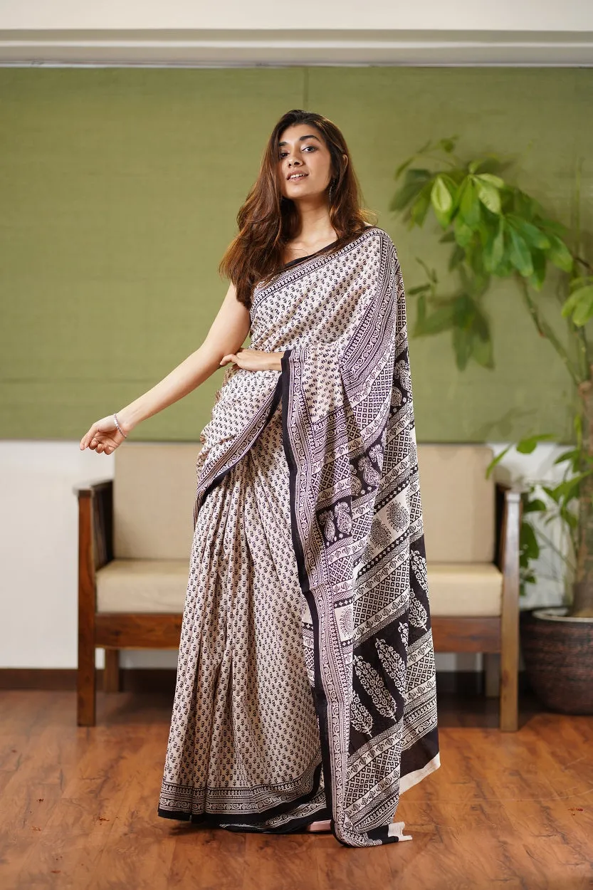 Bagh Hand Block Printed Cotton Saree