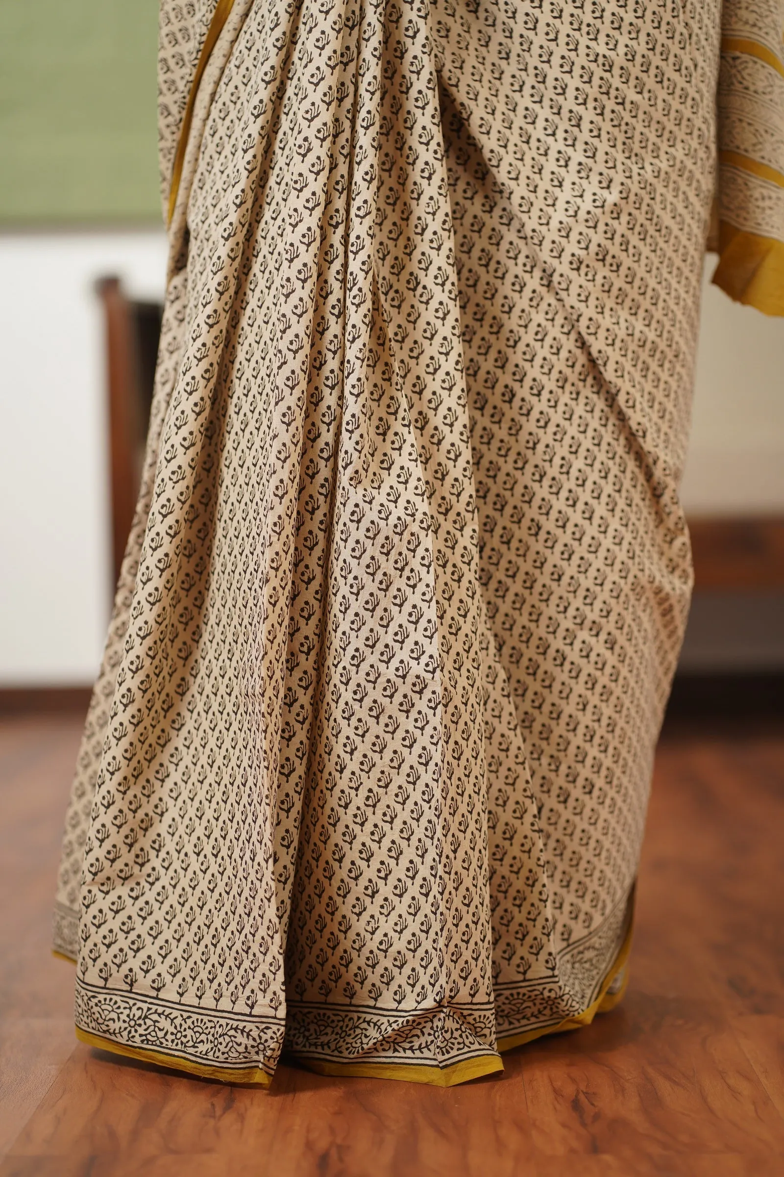 Bagru Cotton Hand Block Printed Saree