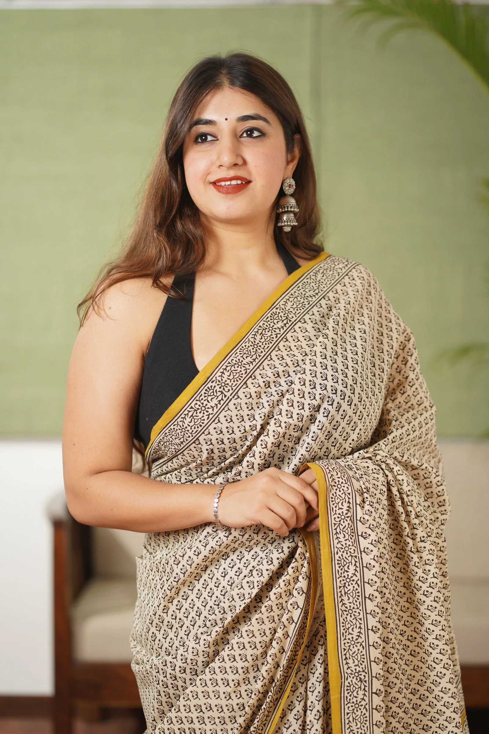 Bagru Cotton Hand Block Printed Saree