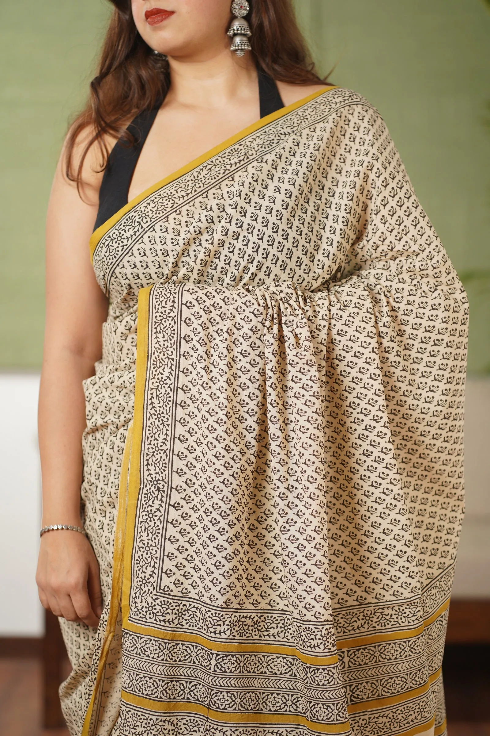 Bagru Cotton Hand Block Printed Saree