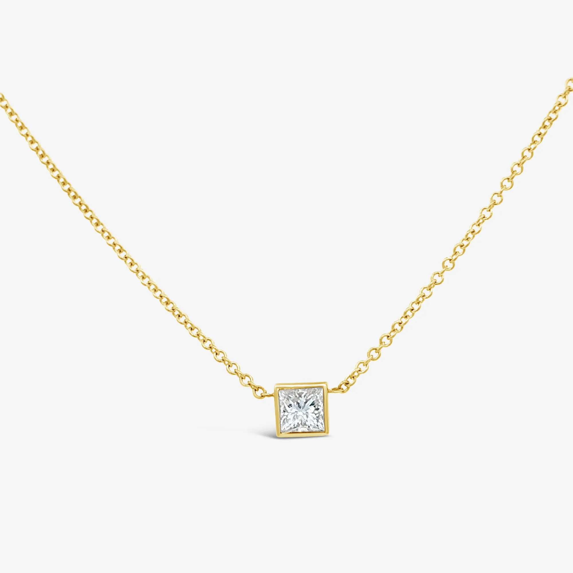 Bezel Set Princess Cut Diamond Necklace