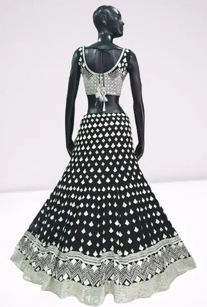 Black colored Beautiful designer Lehenga Set - Rent