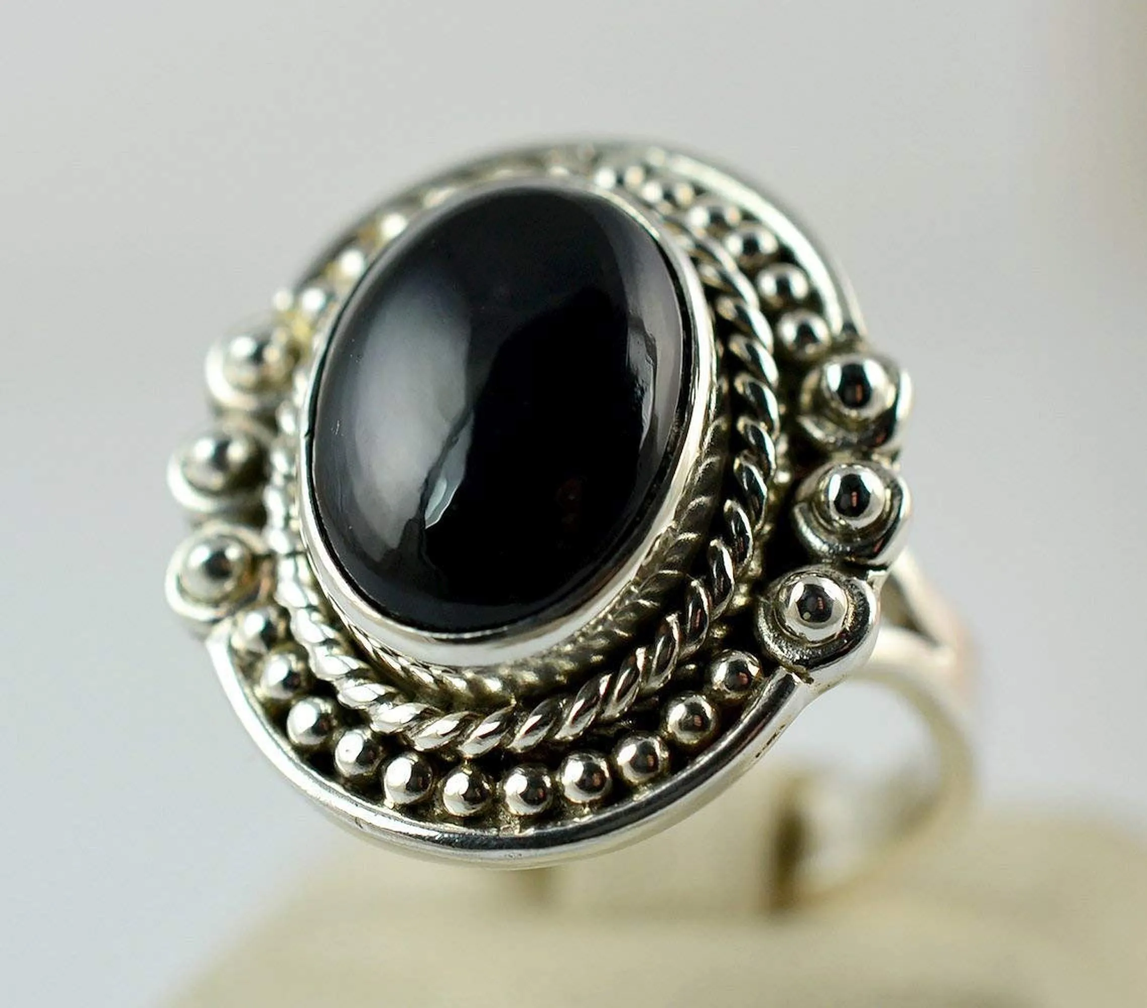 Black Onyx 925 Solid Sterling Silver Handmade Ring Size 3-13 (US)