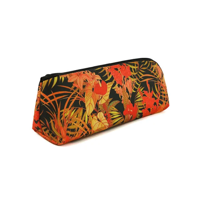 Black Orange Tropical Floral Flower Graphic Pencil Cases Stationery Zipper School 19cm Office organizers cosmetic pouches Gifts Bags Purses