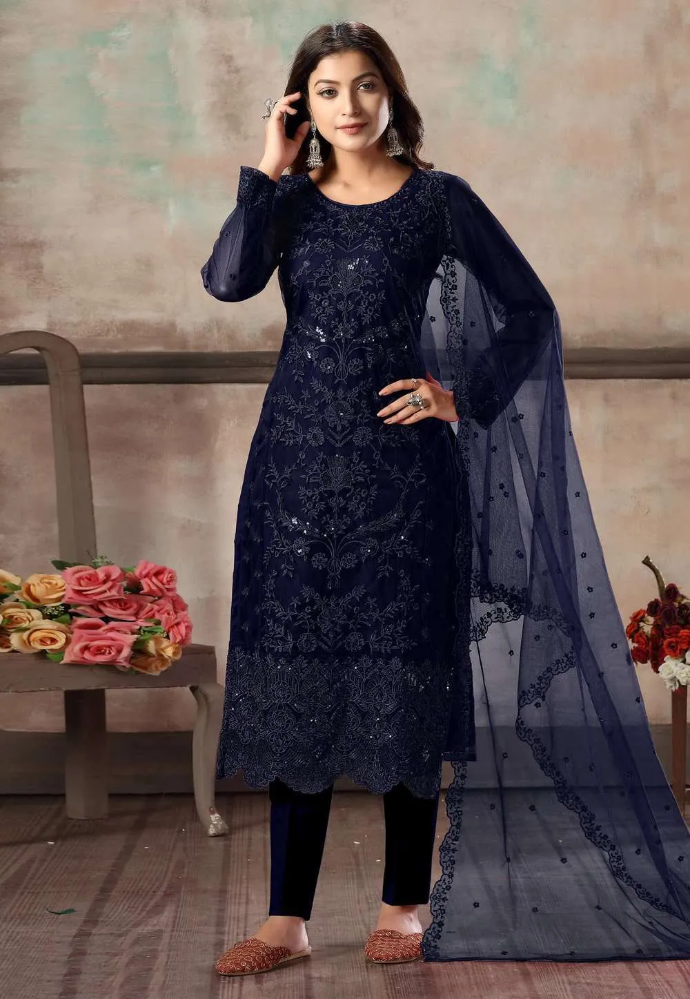 Blue Color Hit Original Pakistani Style Festive Party Wear Salawar Kameez