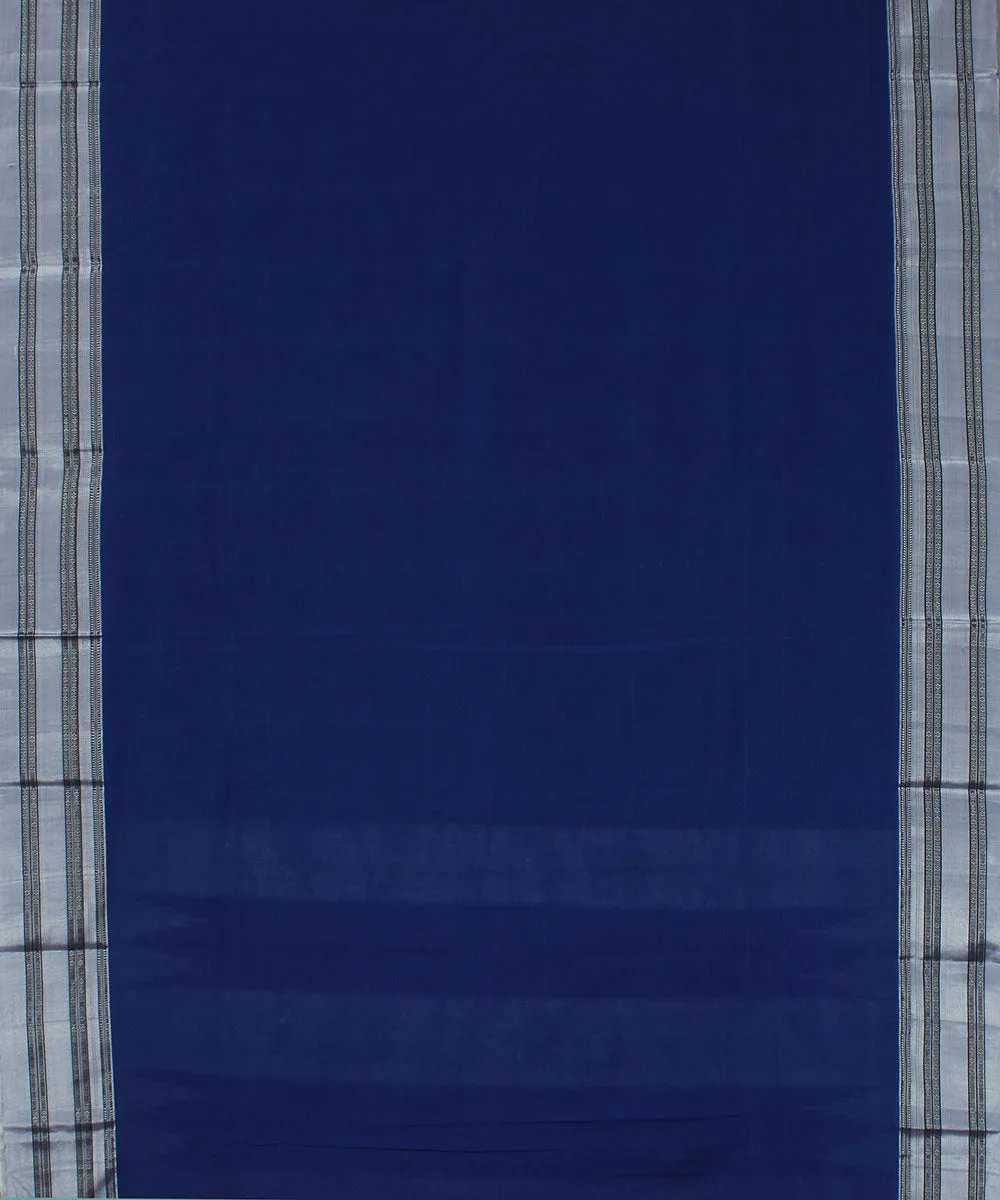 Blue grey gayatri border handwoven ilkal cotton silk saree