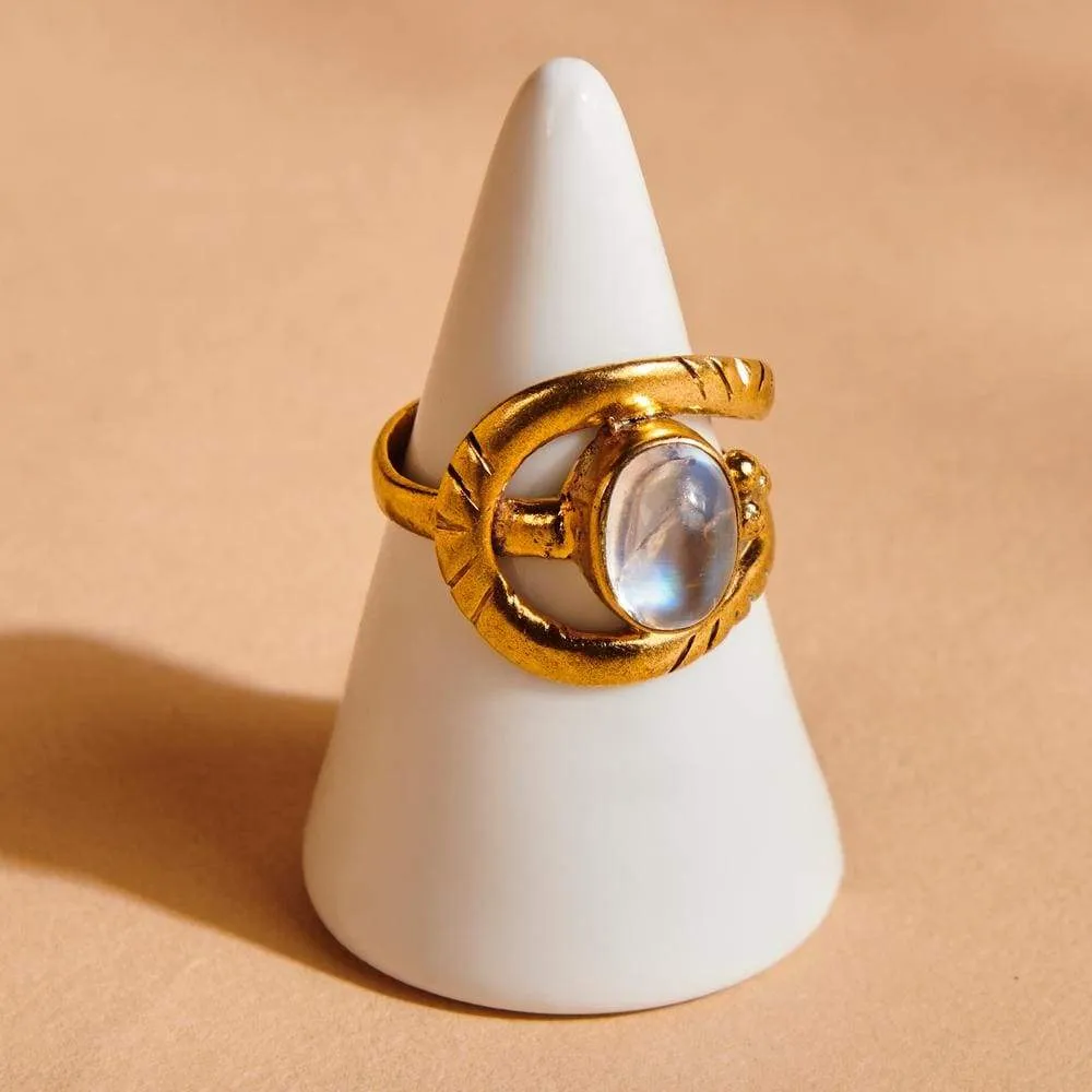 Blue Rainbow Moonstone 925 Sterling Silver, 18K Yellow Gold, 18K Rose Gold Filled Ring, Handmade in India, Gift Jewelry, Gemstone ring, Nickel Free