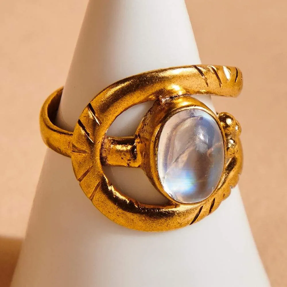 Blue Rainbow Moonstone 925 Sterling Silver, 18K Yellow Gold, 18K Rose Gold Filled Ring, Handmade in India, Gift Jewelry, Gemstone ring, Nickel Free